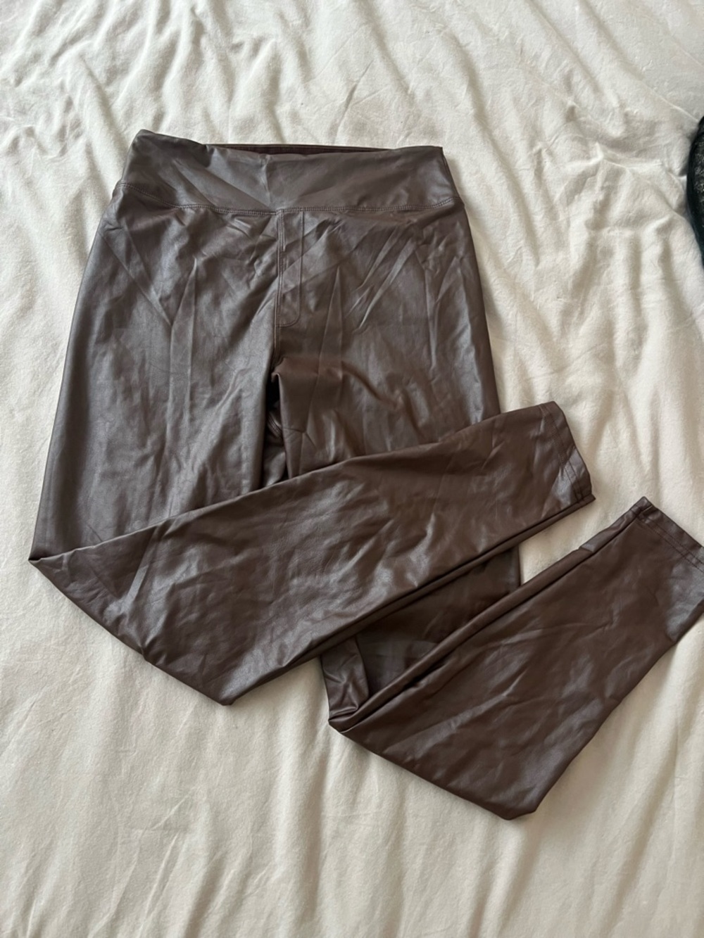 aerie Brown High-Rise Faux Leather Leggings